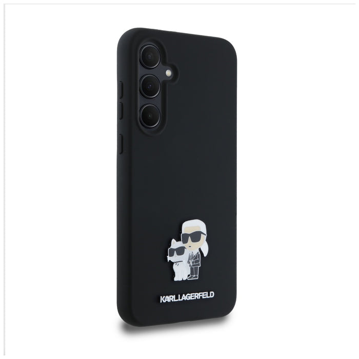 Karl Lagerfeld Silicone Karl&amp;Choupette Metal Pin case for Samsung Galaxy A35 - black