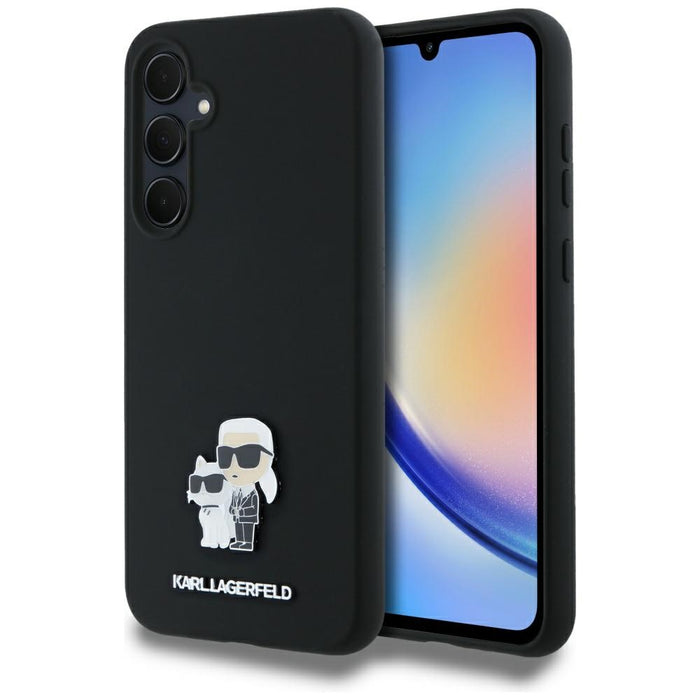 Karl Lagerfeld Silicone Karl&amp;Choupette Metal Pin case for Samsung Galaxy A35 - black