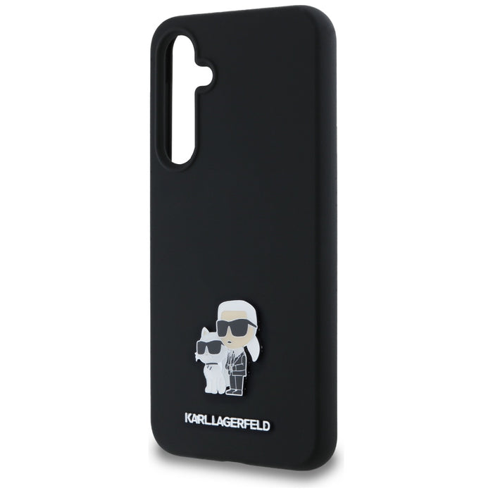 Karl Lagerfeld Silicone Karl&amp;Choupette Metal Pin case for Samsung Galaxy A35 - black