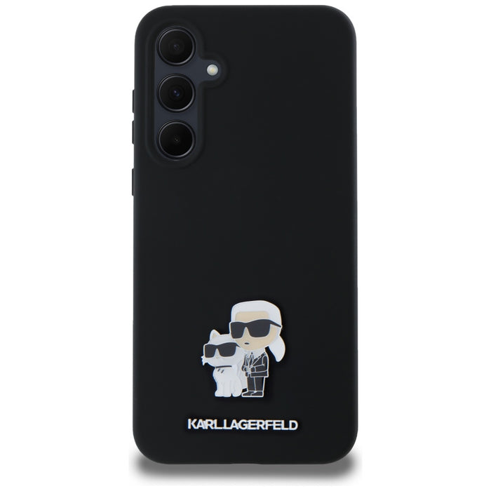 Karl Lagerfeld Silicone Karl&amp;Choupette Metal Pin case for Samsung Galaxy A35 - black