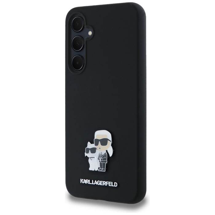 Karl Lagerfeld Silicone Karl&amp;Choupette Metal Pin case for Samsung Galaxy A35 - black