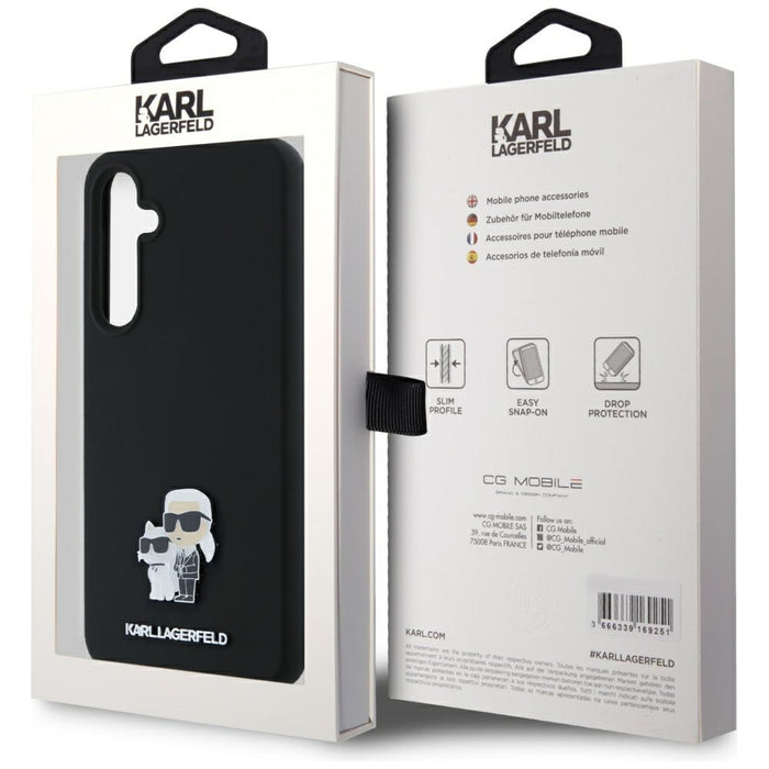 Karl Lagerfeld Silicone Karl&amp;Choupette Metal Pin case for Samsung Galaxy A35 - black