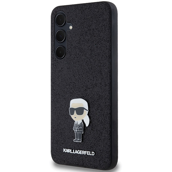 Karl Lagerfeld Fixed Glitter Ikonik Logo Metal Pin case for Samsung Galaxy A55 - black