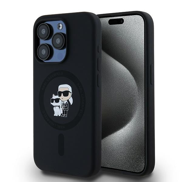 Karl Lagerfeld Silicone Karl&amp;Choupette MagSafe case for iPhone 15 Pro - black