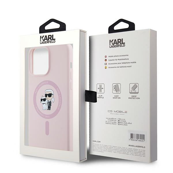 Karl Lagerfeld Silicone Karl&amp;Choupette MagSafe case for iPhone 15 Pro - pink