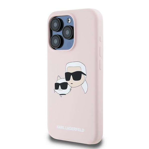 Karl Lagerfeld Silicone Karl&amp;Choupette MagSafe case for iPhone 15 Pro - pink
