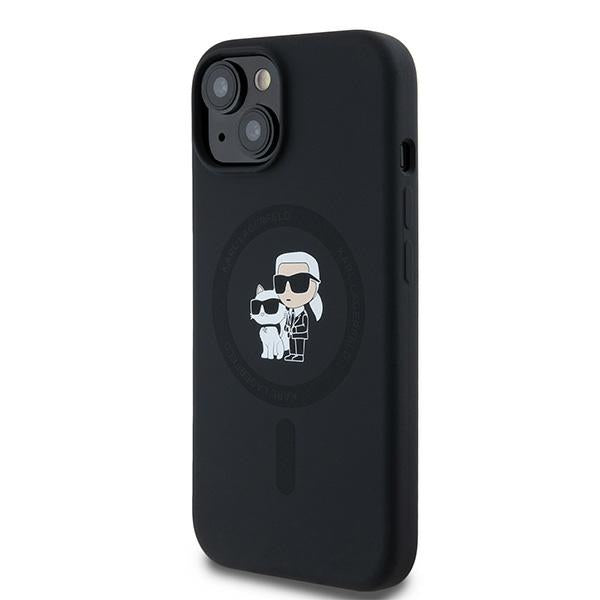Karl Lagerfeld Silicone Karl&amp;Choupette MagSafe case for iPhone 15 Plus / 14 Plus - black