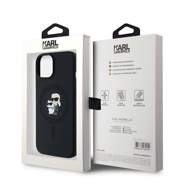 Karl Lagerfeld Silicone Karl&amp;Choupette MagSafe case for iPhone 15 Plus / 14 Plus - black