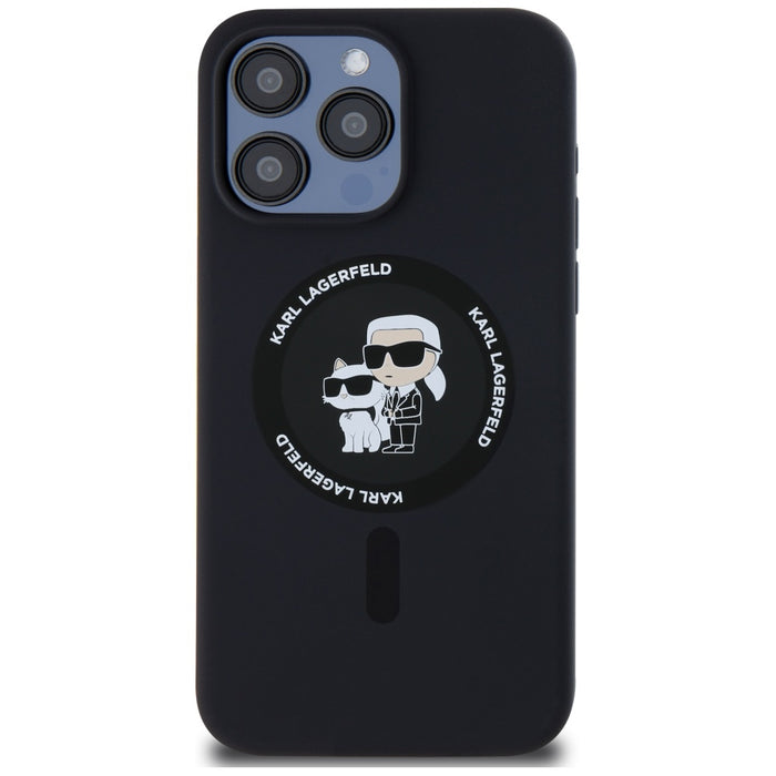 Karl Lagerfeld Silicone Karl&amp;Choupette Ring MagSafe case for iPhone 15 Pro Max - black