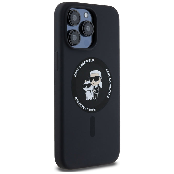 Karl Lagerfeld Silicone Karl&amp;Choupette Ring MagSafe case for iPhone 15 Pro Max - black