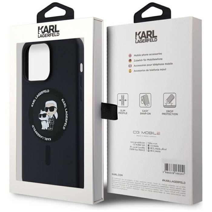 Karl Lagerfeld Silicone Karl&amp;Choupette Ring MagSafe case for iPhone 15 Pro Max - black