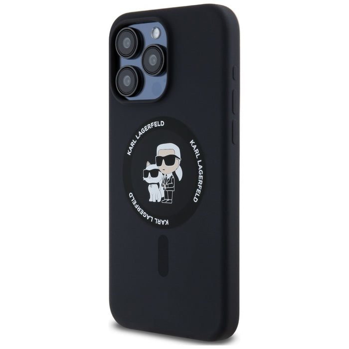 Karl Lagerfeld Silicone Karl&amp;Choupette Ring MagSafe case for iPhone 15 Pro Max - black