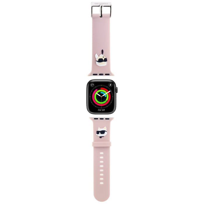 Karl Lagerfeld 3D Rubber Karl&amp;Choupette Heads strap for Apple Watch 38/40/41mm - pink