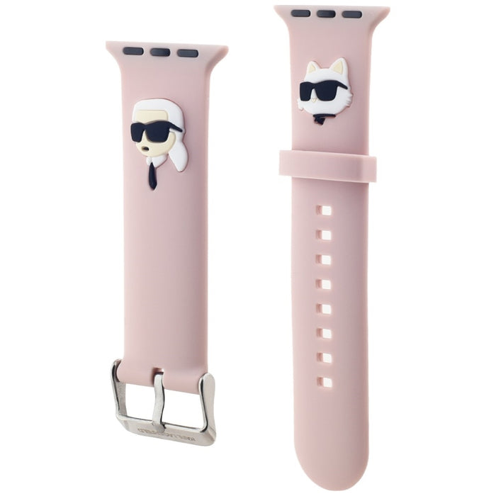 Karl Lagerfeld 3D Rubber Karl&amp;Choupette Heads strap for Apple Watch 38/40/41mm - pink
