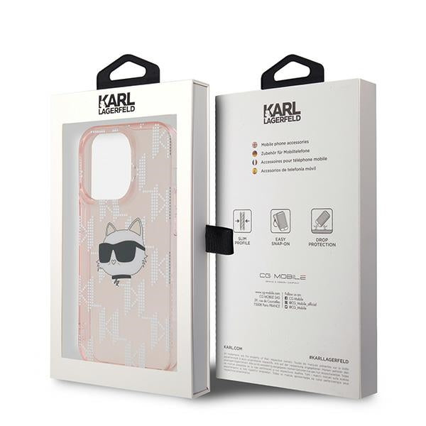 Karl Lagerfeld IML Choupette Head &amp; Monogram case for iPhone 13 Pro / 13 - pink