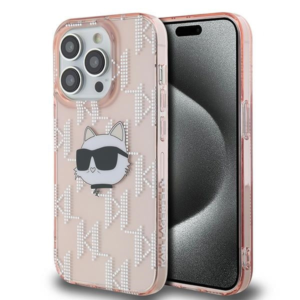 Karl Lagerfeld IML Choupette Head &amp; Monogram case for iPhone 13 Pro / 13 - pink