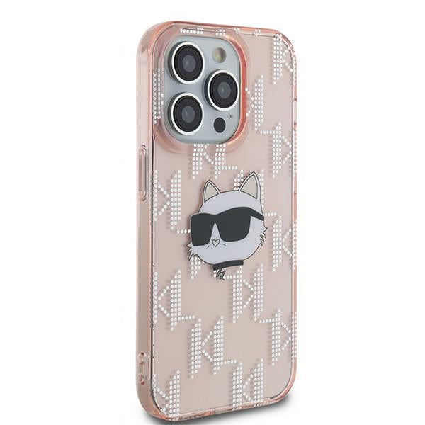 Karl Lagerfeld IML Choupette Head &amp; Monogram case for iPhone 14 Pro - pink