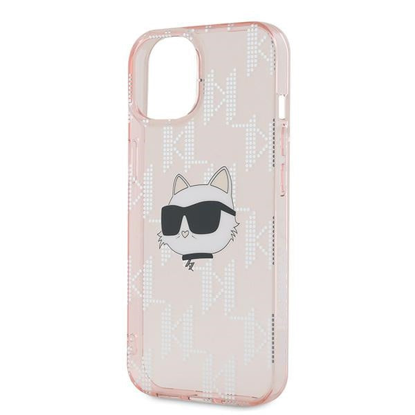 Karl Lagerfeld IML Choupette Head &amp; Monogram case for iPhone 14 / 15 / 13 - pink