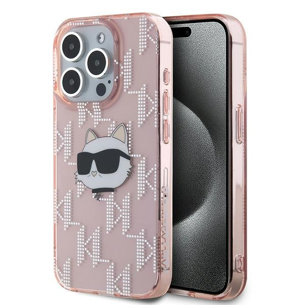 Karl Lagerfeld IML Choupette Head &amp; Monogram case for iPhone 15 Pro - pink