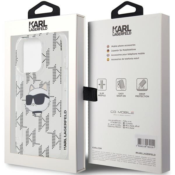 Karl Lagerfeld IML Choupette Head &amp; Monogram case for iPhone 15 Pro - transparent