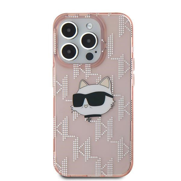 Karl Lagerfeld IML Choupette Head &amp; Monogram case for iPhone 15 Pro Max - pink