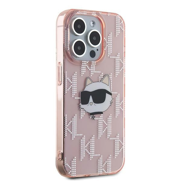 Karl Lagerfeld IML Choupette Head &amp; Monogram case for iPhone 15 Pro Max - pink