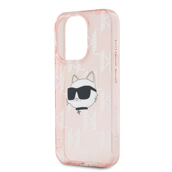 Karl Lagerfeld IML Choupette Head &amp; Monogram case for iPhone 15 Pro Max - pink