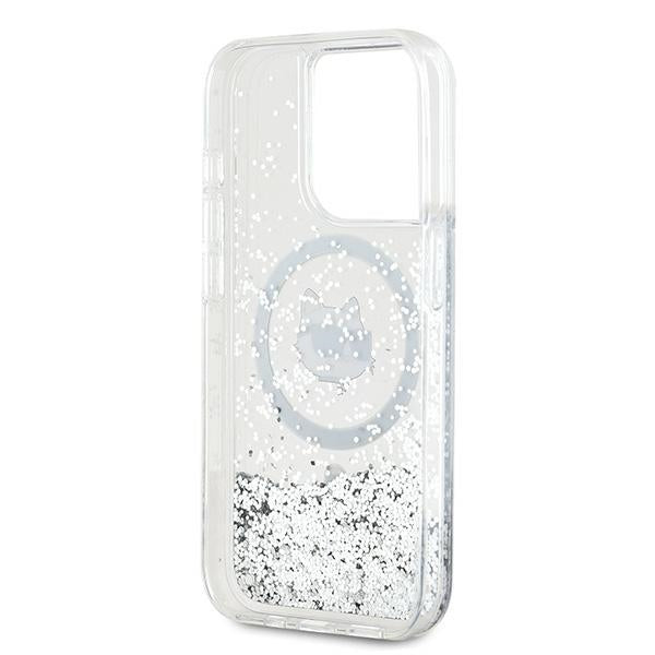 Karl Lagerfeld Liquid Glitter Choupette Head MagSafe case for iPhone 13 Pro / 13 - transparent