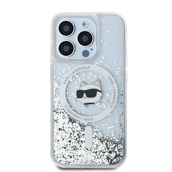 Karl Lagerfeld Liquid Glitter Choupette Head MagSafe case for iPhone 13 Pro Max - transparent