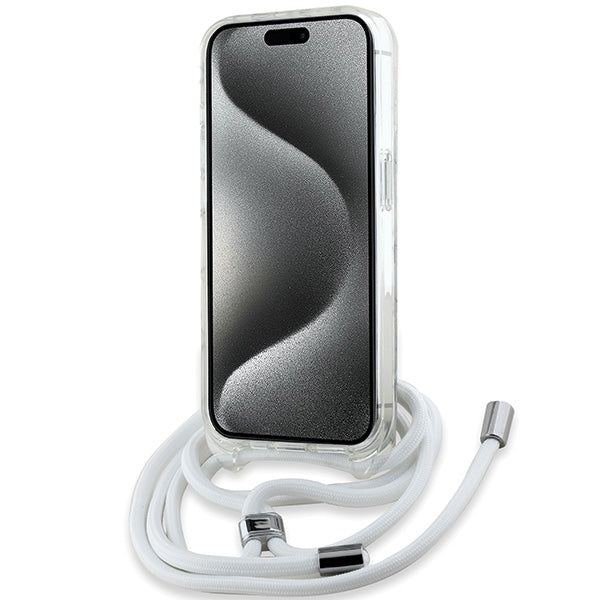Karl Lagerfeld IML Crossbody Monogram Karl &amp; Choupette Head MagSafe Case for iPhone 15 Pro - Transparent