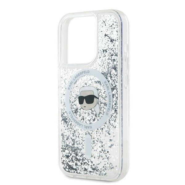 Karl Lagerfeld Liquid Glitter Karl Head MagSafe case for iPhone 15 Pro - transparent