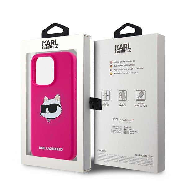 Karl Lagerfeld Silicone Choupette Head MagSafe case for iPhone 15 Pro - pink