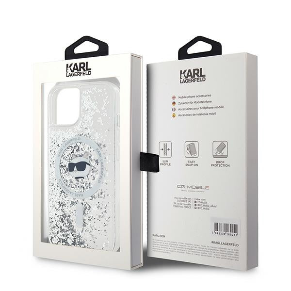Karl Lagerfeld Liquid Glitter Choupette Head MagSafe Case for iPhone 15 Plus / 14 Plus - Transparent