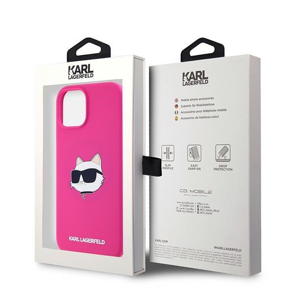 Karl Lagerfeld Silicone Choupette Head MagSafe Case for iPhone 15 Plus / 14 Plus - Pink