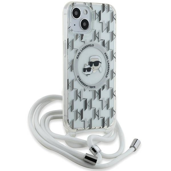 Karl Lagerfeld IML Crossbody Monogram Karl &amp; Choupette Head MagSafe Case for iPhone 15 / 14 / 13 - Transparent