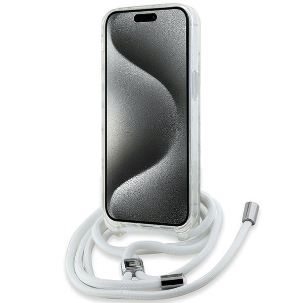 Karl Lagerfeld IML Crossbody Monogram Karl &amp; Choupette Head MagSafe Case for iPhone 15 / 14 / 13 - Transparent