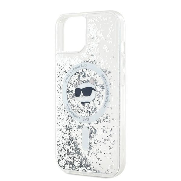 Karl Lagerfeld Liquid Glitter Choupette Head MagSafe case for iPhone 15 / 14 / 13 - transparent