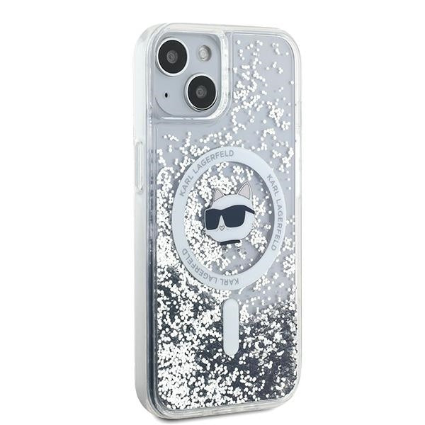 Karl Lagerfeld Liquid Glitter Choupette Head MagSafe case for iPhone 15 / 14 / 13 - transparent