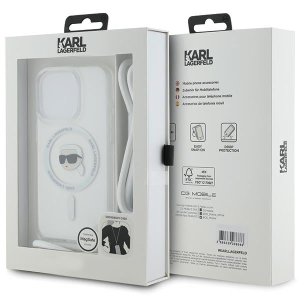 Karl Lagerfeld Crossbody IML Karl Head MagSafe case for iPhone 15 Pro Max - transparent