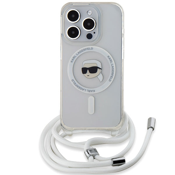 Karl Lagerfeld Crossbody IML Karl Head MagSafe case for iPhone 15 Pro Max - transparent