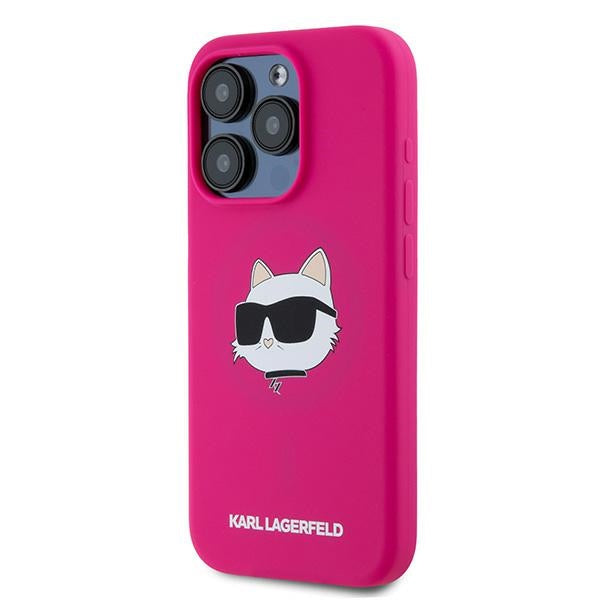 Karl Lagerfeld Silicone Choupette Head MagSafe case for iPhone 15 Pro Max - pink