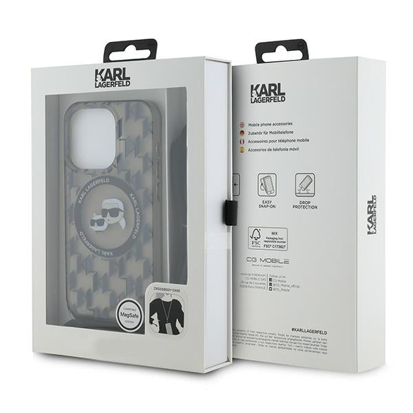 Karl Lagerfeld IML Crossbody Monogram Karl &amp; Choupette Head MagSafe Case for iPhone 15 Pro - Black
