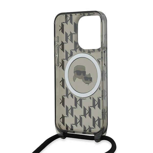 Karl Lagerfeld IML Crossbody Monogram Karl &amp; Choupette Head MagSafe Case for iPhone 15 Pro - Black