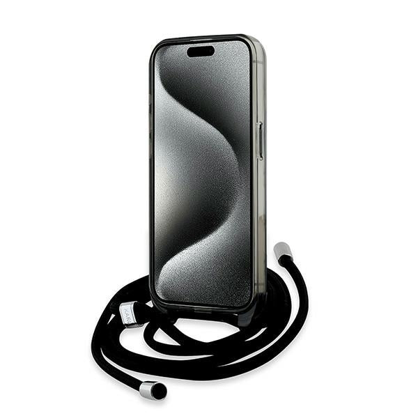 Karl Lagerfeld IML Crossbody Monogram Karl &amp; Choupette Head MagSafe Case for iPhone 15 Pro - Black