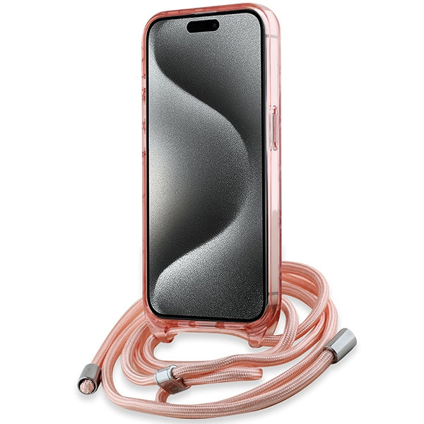 Karl Lagerfeld IML Crossbody Monogram Karl &amp; Choupette Head MagSafe case for iPhone 15 Pro - pink