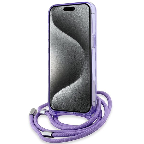 Karl Lagerfeld IML Crossbody Monogram Karl &amp; Choupette Head MagSafe Case for iPhone 15 Pro Max - Purple