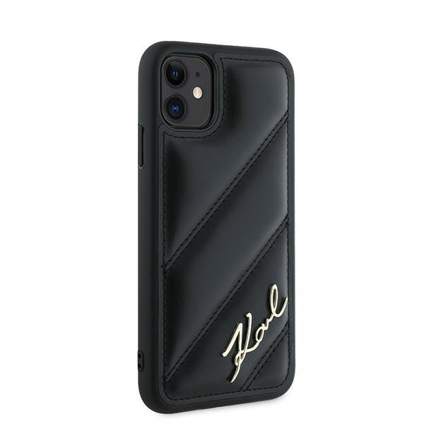 Karl Lagerfeld Diagonal Quilted Script case for iPhone 11 / Xr - black
