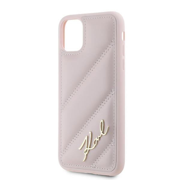 Karl Lagerfeld Diagonal Quilted Script case for iPhone 11 / Xr - pink