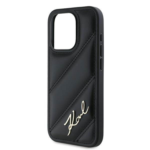 Karl Lagerfeld Diagonal Quilted Script case for iPhone 15 Pro - black