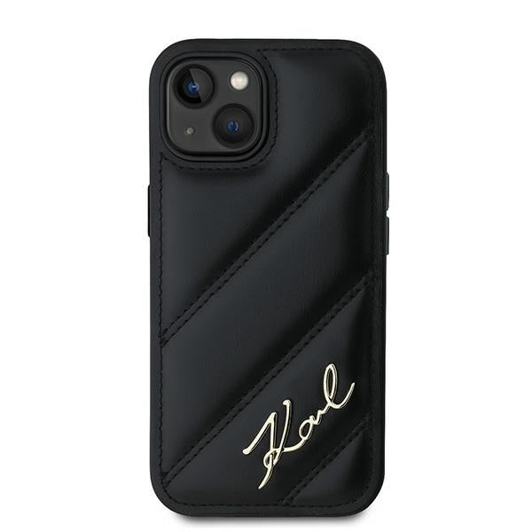 Karl Lagerfeld Diagonal Quilted Script case for iPhone 15 / 14 / 13 - black